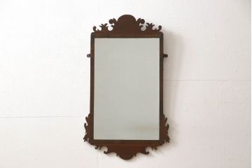 イギリスアンティーク　マホガニー材　個性的なデザインが魅力的なウォールミラー(壁掛け鏡)(R-060096)