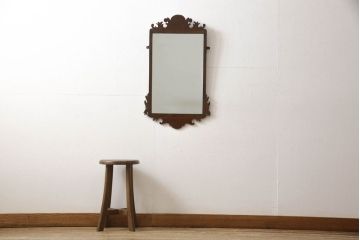 イギリスアンティーク　マホガニー材　個性的なデザインが魅力的なウォールミラー(壁掛け鏡)(R-060096)