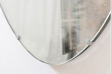 フランスビンテージ　シンプルなデザインが上品なウォールミラー(ヴィンテージ、壁掛け鏡、面取り鏡)(R-060097)