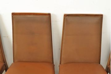 デンマークビンテージ　Dyrlund(デューロン)　ローズウッド　本革(レザー)　レザーの質感を楽しめるスタイリッシュなダイニングチェア5脚セット(サイドチェア、椅子、イス、ヴィンテージ、北欧家具、バラ売り可能)(R-060105)
