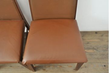 デンマークビンテージ　Dyrlund(デューロン)　ローズウッド　本革(レザー)　レザーの質感を楽しめるスタイリッシュなダイニングチェア5脚セット(サイドチェア、椅子、イス、ヴィンテージ、北欧家具、バラ売り可能)(R-060105)