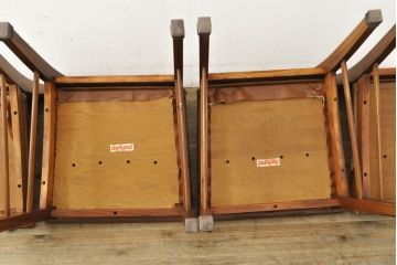 デンマークビンテージ　Dyrlund(デューロン)　ローズウッド　本革(レザー)　レザーの質感を楽しめるスタイリッシュなダイニングチェア5脚セット(サイドチェア、椅子、イス、ヴィンテージ、北欧家具、バラ売り可能)(R-060105)