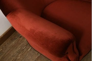 和製アンティーク　大正ロマン　古い洋館の雰囲気漂う1人掛けキャスター付ソファ(一人掛けソファ、アームソファ、1Pソファ、イス)(R-060112)
