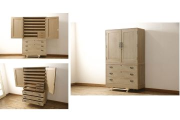 中古　取っ手繊細な意匠が目を引く加茂総桐箪笥(並厚、総桐たんす、引き出し、着物箪笥、和タンス)(R-060114)