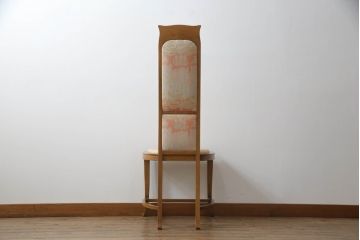 中古　美品　イタリア　ブランド家具　メデア(Medea)　ボタニカル柄のファブリックと彫刻が華やかな印象のハイバックチェア(椅子、イス、ダイニングチェア)(定価約40万円)(R-060117)