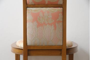中古　美品　イタリア　ブランド家具　メデア(Medea)　ボタニカル柄のファブリックと彫刻が華やかな印象のハイバックチェア(椅子、イス、ダイニングチェア)(定価約40万円)(R-060117)