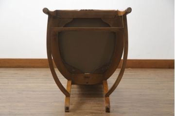 中古　美品　イタリア　ブランド家具　メデア(Medea)　ボタニカル柄のファブリックと彫刻が華やかな印象のハイバックチェア(椅子、イス、ダイニングチェア)(定価約40万円)(R-060117)