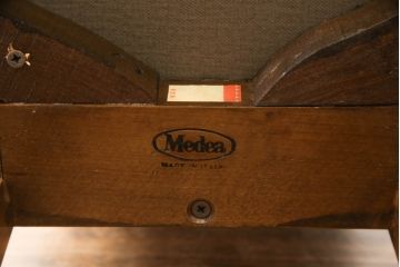 中古　美品　イタリア　ブランド家具　メデア(Medea)　ボタニカル柄のファブリックと彫刻が華やかな印象のハイバックチェア(椅子、イス、ダイニングチェア)(定価約40万円)(R-060117)