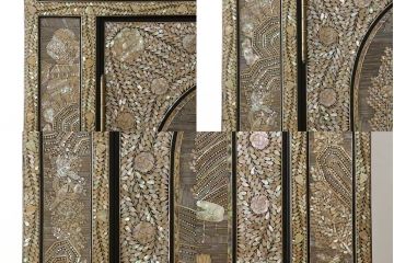中古　美品　韓国民芸家具　圧巻の螺鈿(ラデン)細工がインパクト抜群の大振りなワードローブ(収納棚、洋服タンス、衣装箪笥)(定価約200万円)(R-060120)
