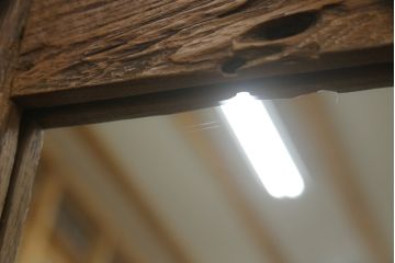 アジアンビンテージ　味わいのあるチーク材の古材を使用した姿見 (スタンドミラー、鏡)(R-060123)
