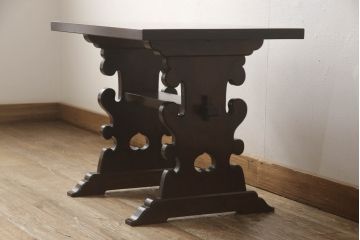 和製ビンテージ　松本民芸家具　脚の透かし彫りが目を引く#14型茶卓(サイドテーブル、コーヒーテーブル、ヴィンテージ)(R-060131)