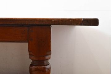 イギリスアンティーク　特大!!　極厚天板　オーク材製　重厚な佇まいが存在感を放つダイニングテーブル(作業台、4人掛け、6人掛け)(R-060132)