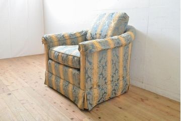 中古　展示品　超美品　ベーカー(Baker)　華やかなファブリックのデザインが目を惹く1人掛けソファ(1P、アームソファ、アームチェア)(定価約50万円)(R-060135)