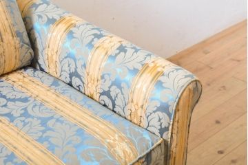 中古　展示品　超美品　ベーカー(Baker)　華やかなファブリックのデザインが目を惹く1人掛けソファ(1P、アームソファ、アームチェア)(定価約50万円)(R-060135)