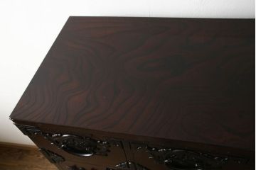 中古　美品　岩谷堂箪笥　希少サイズ　重厚感のある金具が魅力的な重ね箪笥(洋服タンス、衣装箪笥、和箪笥、収納箪笥、引き出し、上下バラ売り可能)(R-060137)