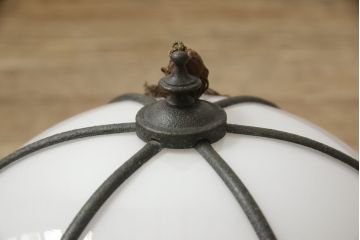 アンティーク照明　昭和初期　タッセル(飾り房)付き　提灯のような形が魅力の吊り下げ照明(ペンダントライト、天井照明)(R-060141)
