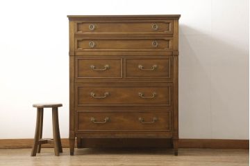 中古　美品　DREXEL HERITAGE(ドレクセルヘリテイジ)　Triune(トライユン)　気品溢れるエレガントなマホガニー材製チェスト(引き出し、サイドボード、収納箪笥、整理タンス)(R-060148)