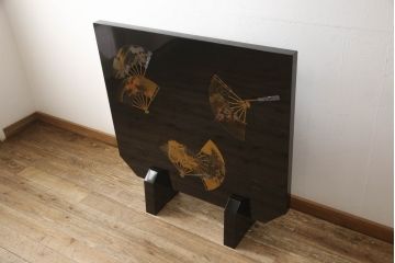 中古　美品　輪島塗り　美しい扇の蒔絵が印象的な衝立て(仕切り、パーテーション、つい立て)(定価約200万円)(R-060150)