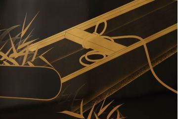 中古　美品　輪島塗り　美しい扇の蒔絵が印象的な衝立て(仕切り、パーテーション、つい立て)(定価約200万円)(R-060150)