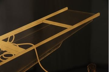 中古　美品　輪島塗り　美しい扇の蒔絵が印象的な衝立て(仕切り、パーテーション、つい立て)(定価約200万円)(R-060150)