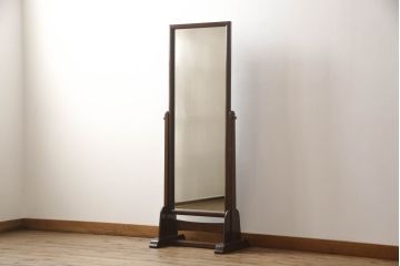 中古　松本民芸家具　シンプルなデザインが魅力的なD型姿見(ミラー、鏡)(定価約14万8千円)(R-060151)