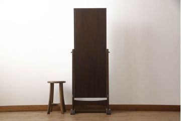 中古　松本民芸家具　シンプルなデザインが魅力的なD型姿見(ミラー、鏡)(定価約14万8千円)(R-060151)