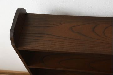 和製アンティーク　どんなお部屋にも取り入れやすい総欅(ケヤキ)材製のシンプルな本棚(オープンラック、ブックシェルフ、飾り棚、陳列棚、書棚)(R-060156)