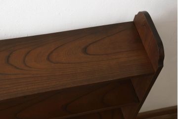 和製アンティーク　どんなお部屋にも取り入れやすい総欅(ケヤキ)材製のシンプルな本棚(オープンラック、ブックシェルフ、飾り棚、陳列棚、書棚)(R-060156)