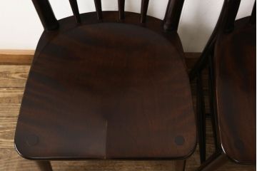 中古　松本民芸家具　220F型　シックな佇まいが魅力的なチェア2脚セット(ダイニングチェア、板座チェア、椅子、イス)(R-060166)