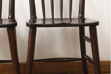 中古　松本民芸家具　220F型　シックな佇まいが魅力的なチェア2脚セット(ダイニングチェア、板座チェア、椅子、イス)(R-060166)