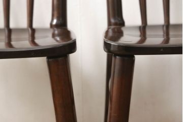 中古　松本民芸家具　220F型　シックな佇まいが魅力的なチェア2脚セット(ダイニングチェア、板座チェア、椅子、イス)(R-060166)