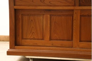 中古 民芸家具　欅(ケヤキ)の杢目が美しい囲炉裏テーブル(木製火鉢、長火鉢、ダイニングテーブル、4人掛け、6人掛け)(R-060187)