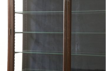イギリスアンティーク　珍しいデザインの薄型キャビネット(ガラスケース、ショーケース、飾り棚、陳列棚、戸棚、食器棚、カップボード、店舗什器)(R-060201)
