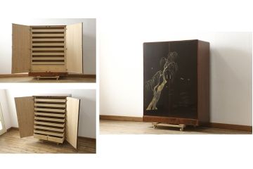中古　美品　最高級　外側に欅(ケヤキ)材、中部に桐材を使用した輪島塗りが美しい和服箪笥(着物タンス、和たんす、衣装箪笥、総桐箪笥)(定価推定約400万円)(R-060215)
