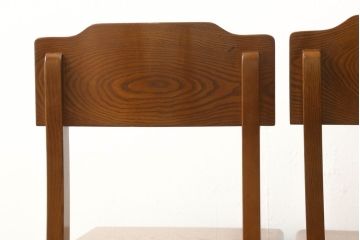中古 美品　民芸家具　総栗材　収納付きで便利なキャスター付き囲炉裏チェア2脚セット(椅子、ダイニングチェア、板座チェア)(R-060218)