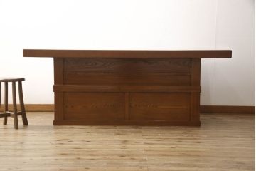 中古 美品　民芸家具　総栗材の杢目が美しい囲炉裏テーブル(木製火鉢、長火鉢、ダイニングテーブル、4人掛け、6人掛け)(R-060219)