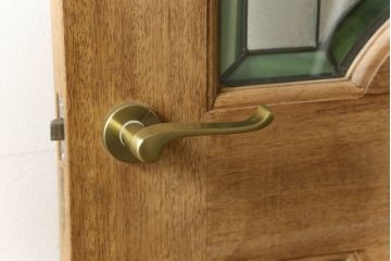 ビンテージ建具　ステンドグラスがおしゃれなドア1枚(ヴィンテージ、扉、木製ドア、ガラス扉)(R-060229)