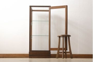 和製アンティーク　古いパン屋の縦型ガラスケース(店舗什器、ガラスショーケース、飾り棚、陳列棚)(R-060232)