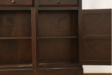 中古　美品　松本民芸家具　和モダンな佇まいが美しいG-III型面取り食器棚(収納棚、戸棚、キャビネット、カップボード)(定価約83万円)(R-060254)