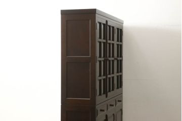 中古　美品　松本民芸家具　和モダンな佇まいが美しいG-III型面取り食器棚(収納棚、戸棚、キャビネット、カップボード)(定価約83万円)(R-060254)
