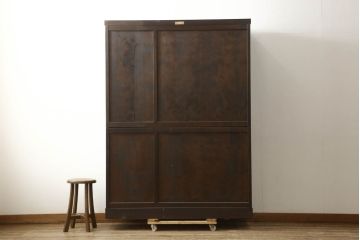 中古　美品　松本民芸家具　和モダンな佇まいが美しいG-III型面取り食器棚(収納棚、戸棚、キャビネット、カップボード)(定価約83万円)(R-060254)