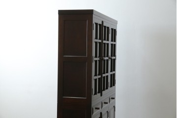 中古　美品　松本民芸家具　和モダンな佇まいが美しいG-III型面取り食器棚　定価約83万円　(R-060254)