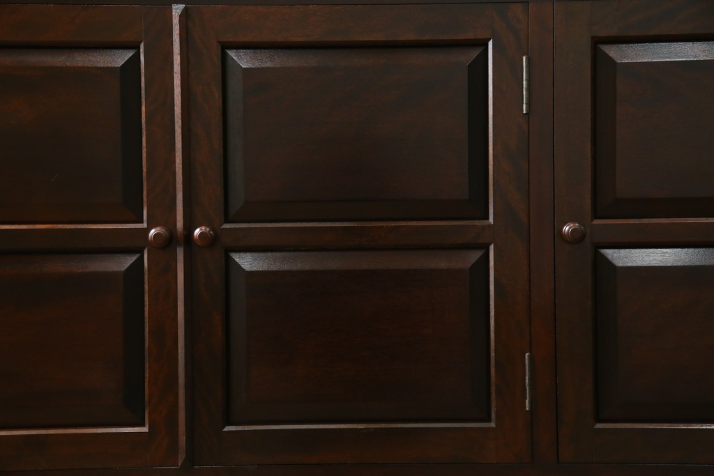 中古　美品　松本民芸家具　和モダンな佇まいが美しいG-III型面取り食器棚　定価約83万円　(R-060254)