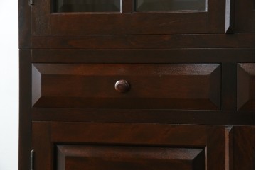 中古　美品　松本民芸家具　和モダンな佇まいが美しいG-III型面取り食器棚　定価約83万円　(R-060254)