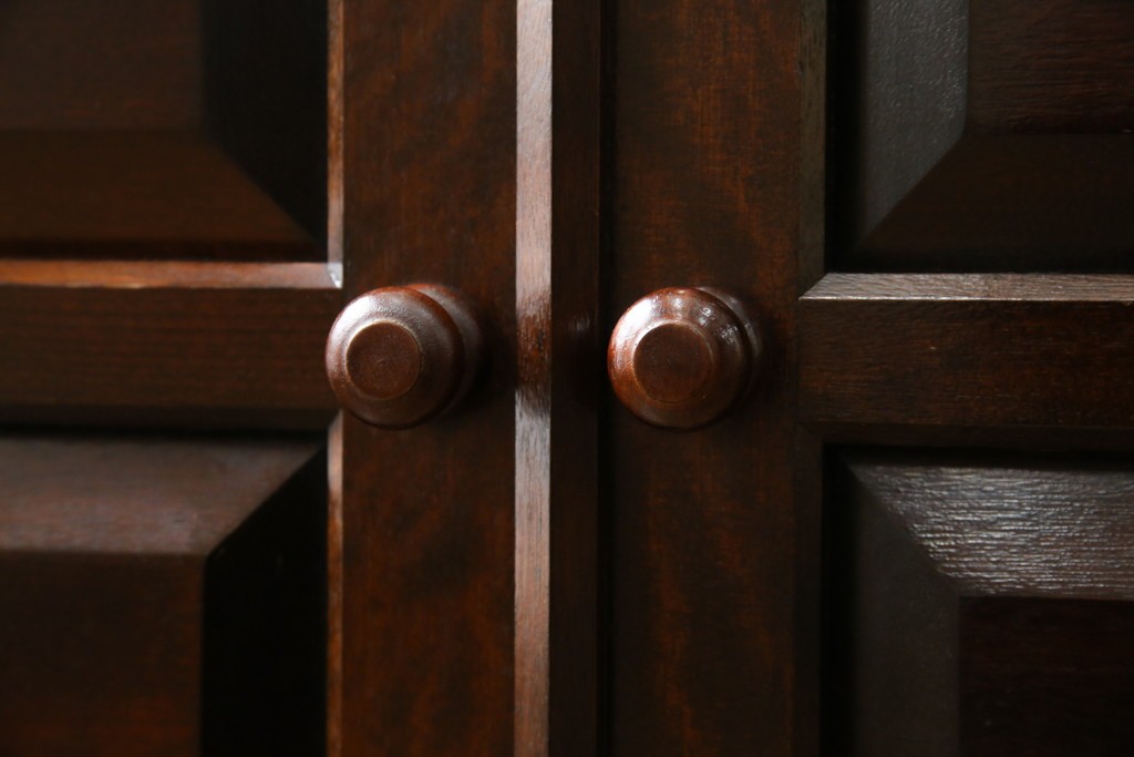 中古　美品　松本民芸家具　和モダンな佇まいが美しいG-III型面取り食器棚　定価約83万円　(R-060254)