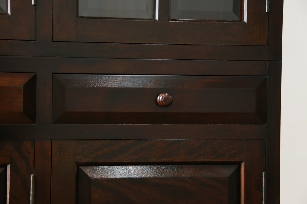 中古　美品　松本民芸家具　和モダンな佇まいが美しいG-III型面取り食器棚　定価約83万円　(R-060254)