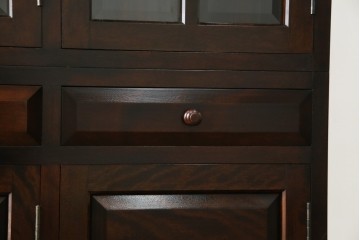 中古　美品　松本民芸家具　和モダンな佇まいが美しいG-III型面取り食器棚　定価約83万円　(R-060254)