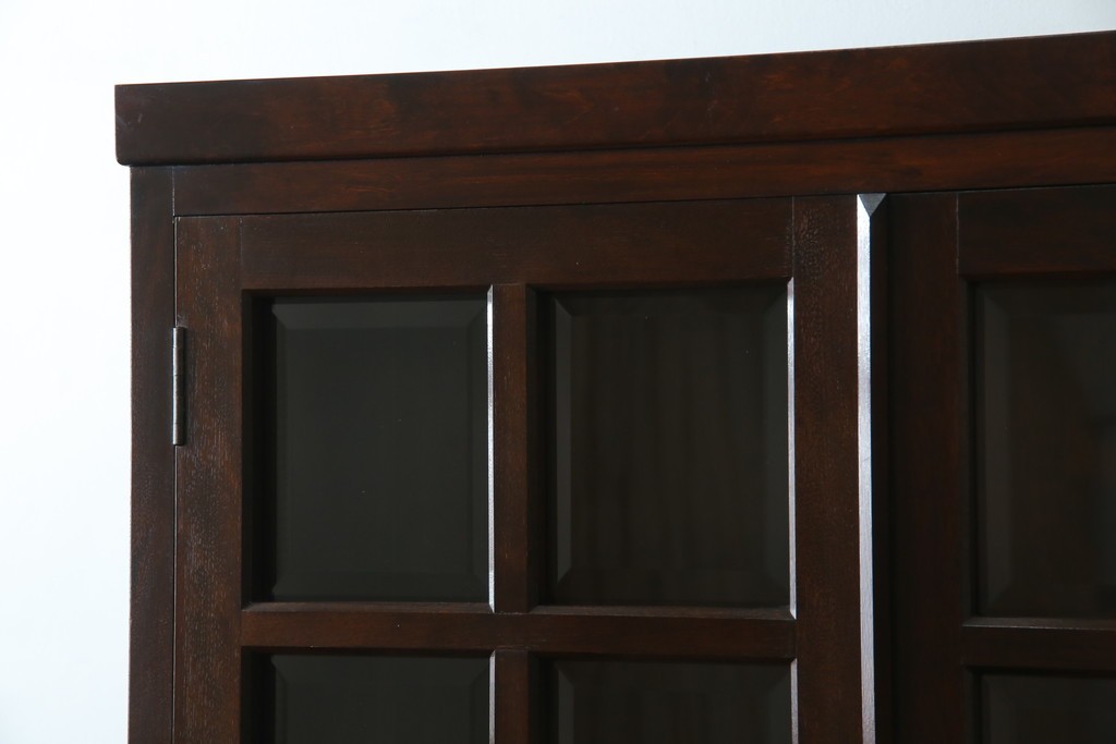 中古　美品　松本民芸家具　和モダンな佇まいが美しいG-III型面取り食器棚　定価約83万円　(R-060254)