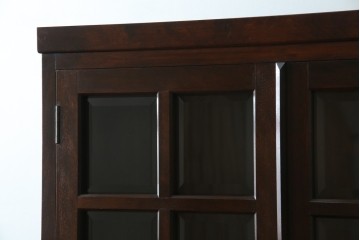 中古　美品　松本民芸家具　和モダンな佇まいが美しいG-III型面取り食器棚　定価約83万円　(R-060254)