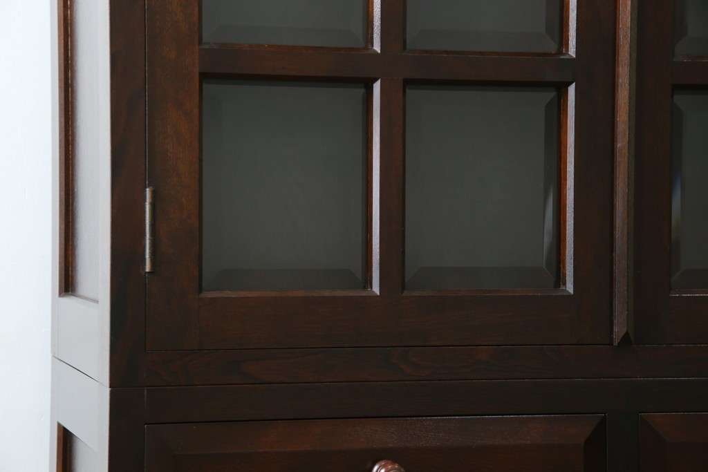 中古　美品　松本民芸家具　和モダンな佇まいが美しいG-III型面取り食器棚　定価約83万円　(R-060254)